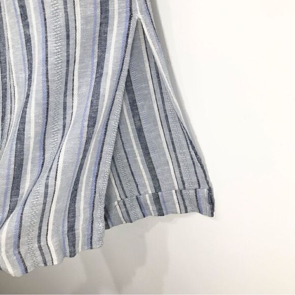 Indigo Rein Blue Striped Coastal Beach Flowy Capri Pants - Picture 5 of 10